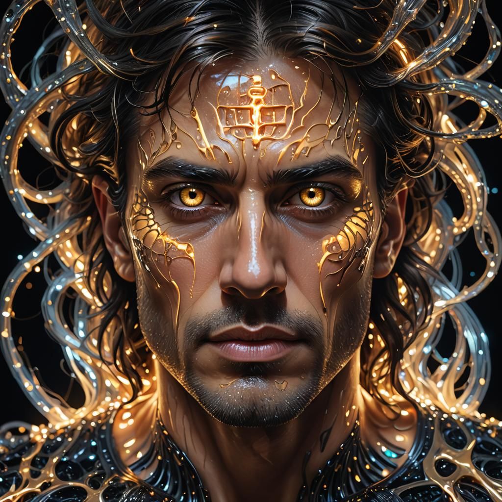 Man Made of Light: Surreal Hyperdetailed Portrait