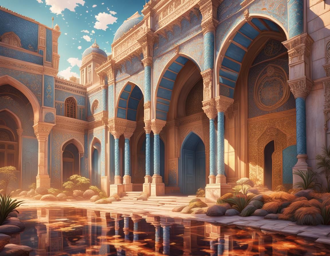 El Mechouar Palace: Ghibli-Style Manga Art