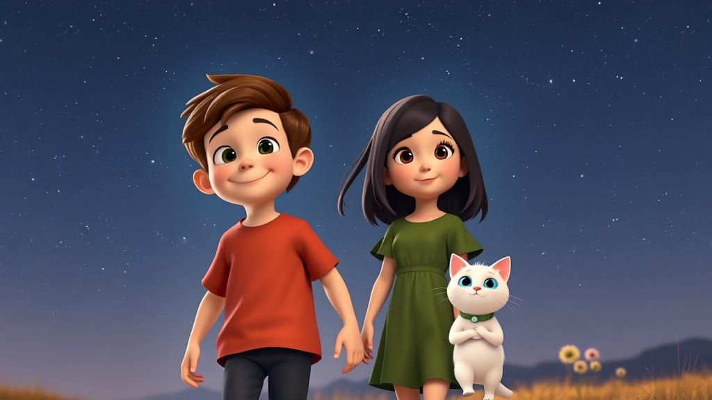 Magical Night Walk in Storybook Style