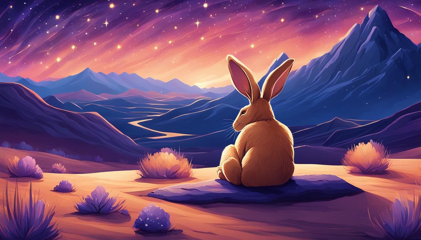 Rabbit in Desert Landscape Under Starry Night