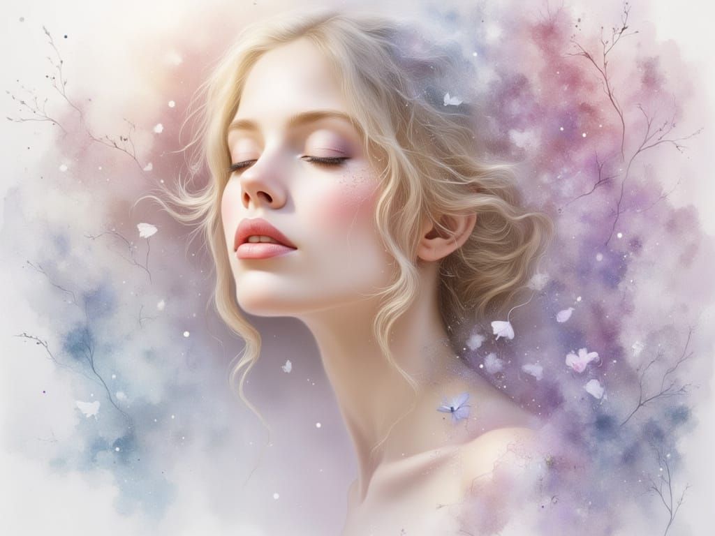 Dreamlike Portrait of a Woman in Impressionistic Style