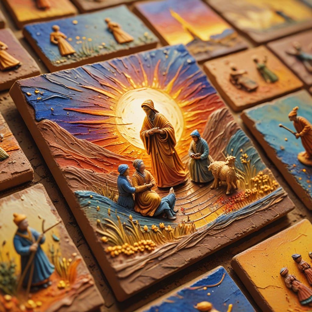 Impressionist Clay Figures in Gouache Style