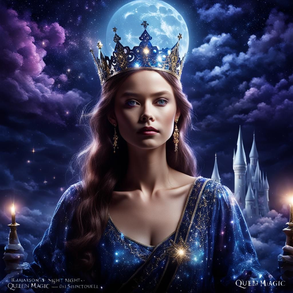 Enchanting Queen in Magical Night Setting