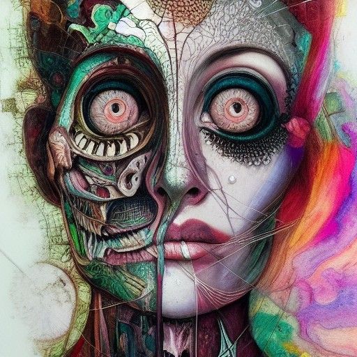 Goddess Anatomical Cross-Section in Surreal Mixed Media