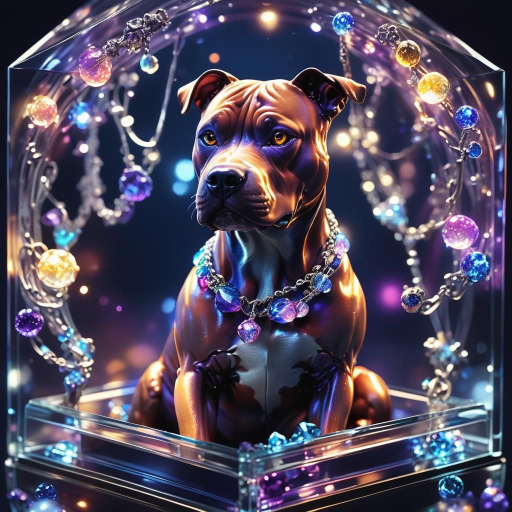 Rednose Terrier Figurine with Glowing Jewelry: Digital Art