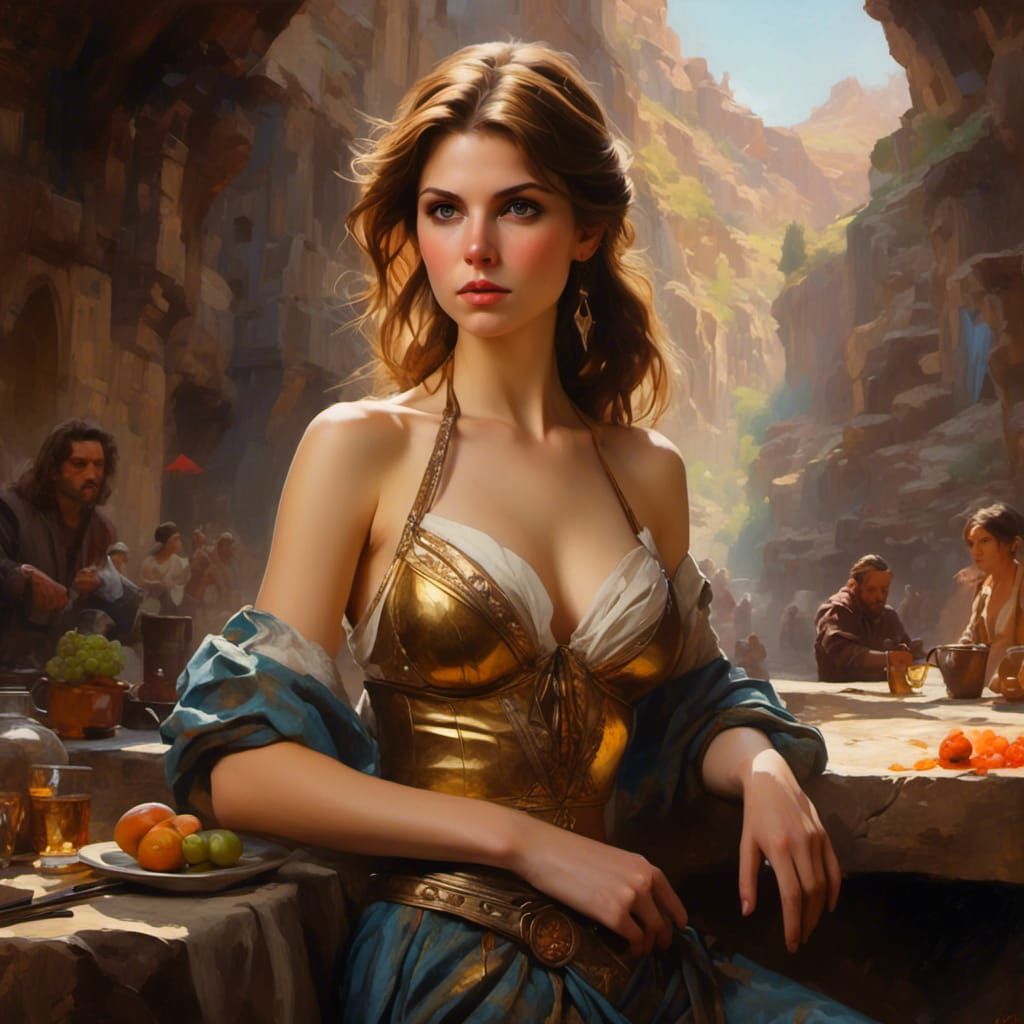 Anna Kendrick as a Cave Girl: Digital Art Portrait