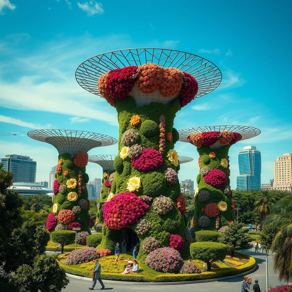 Surreal Urban Floral Megastructure Blooms