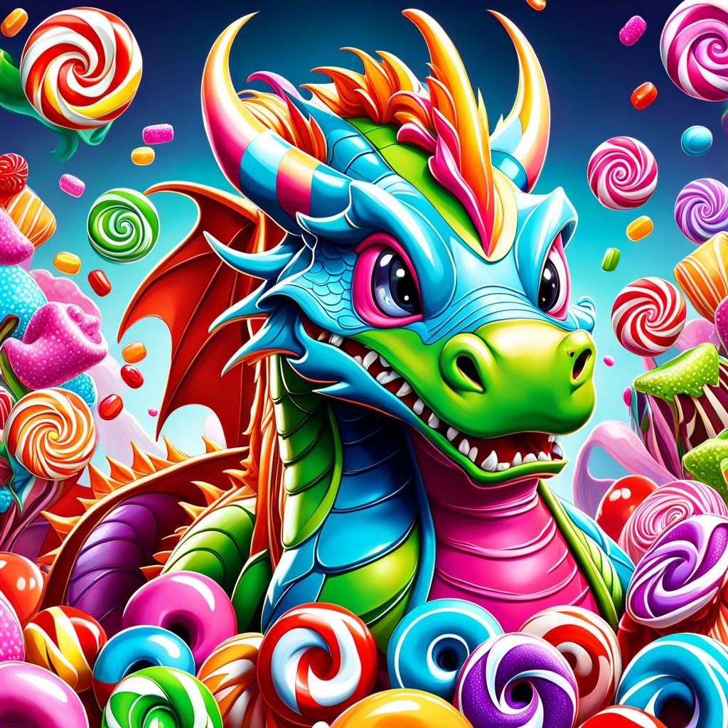 Scary Dragon in Candy Art Style