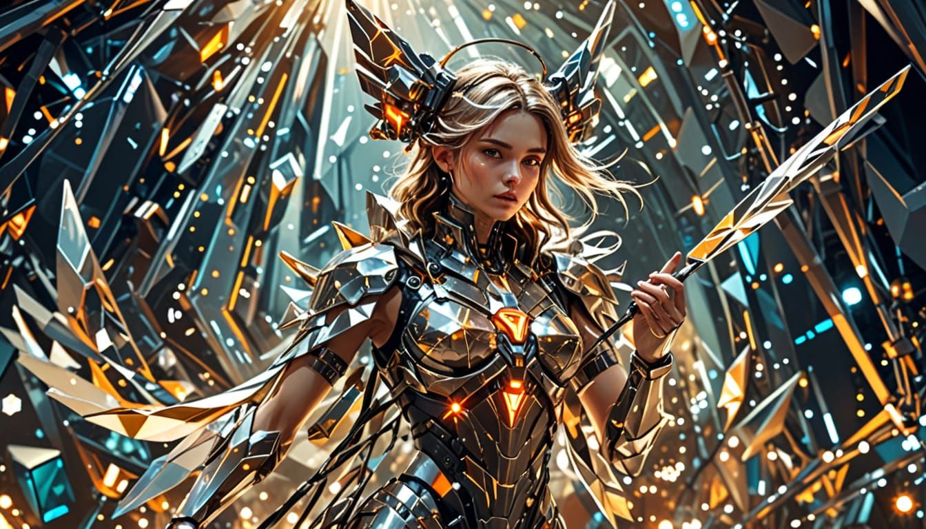 Person with LoRa Device in Low-Poly Art Style