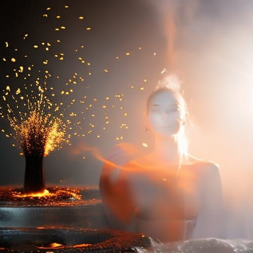 Mystical Sauna: Woman in Steam, Splash Art