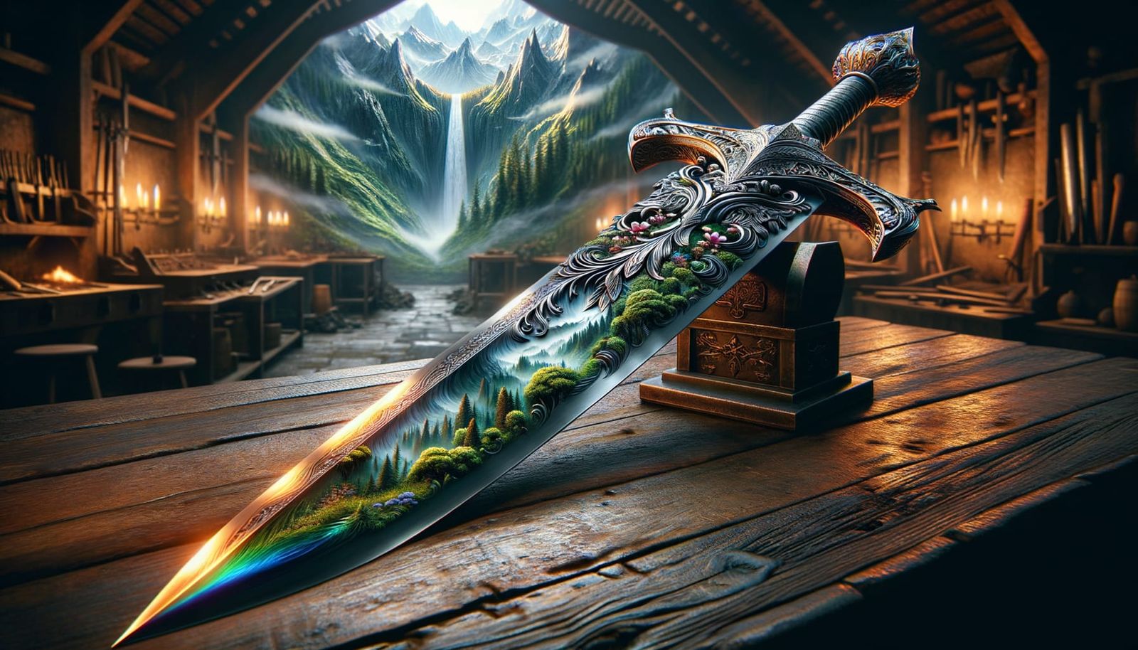 Nature's Fury in Steel: A Hyper-Detailed Great Sword