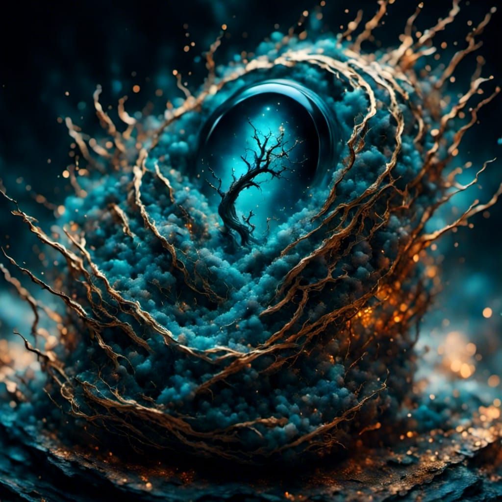 Eye Artwork with Dark Sparkling Effects