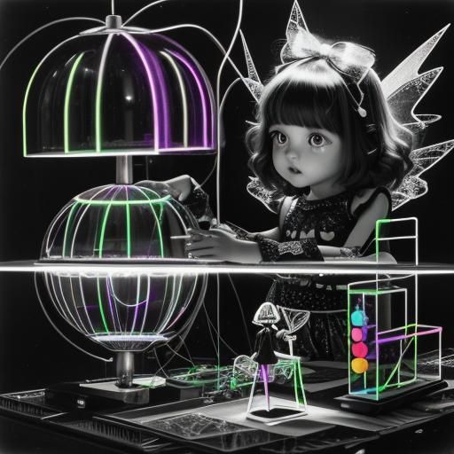 Surreal Rayograph with Rainbow Fairy in Double Exposure