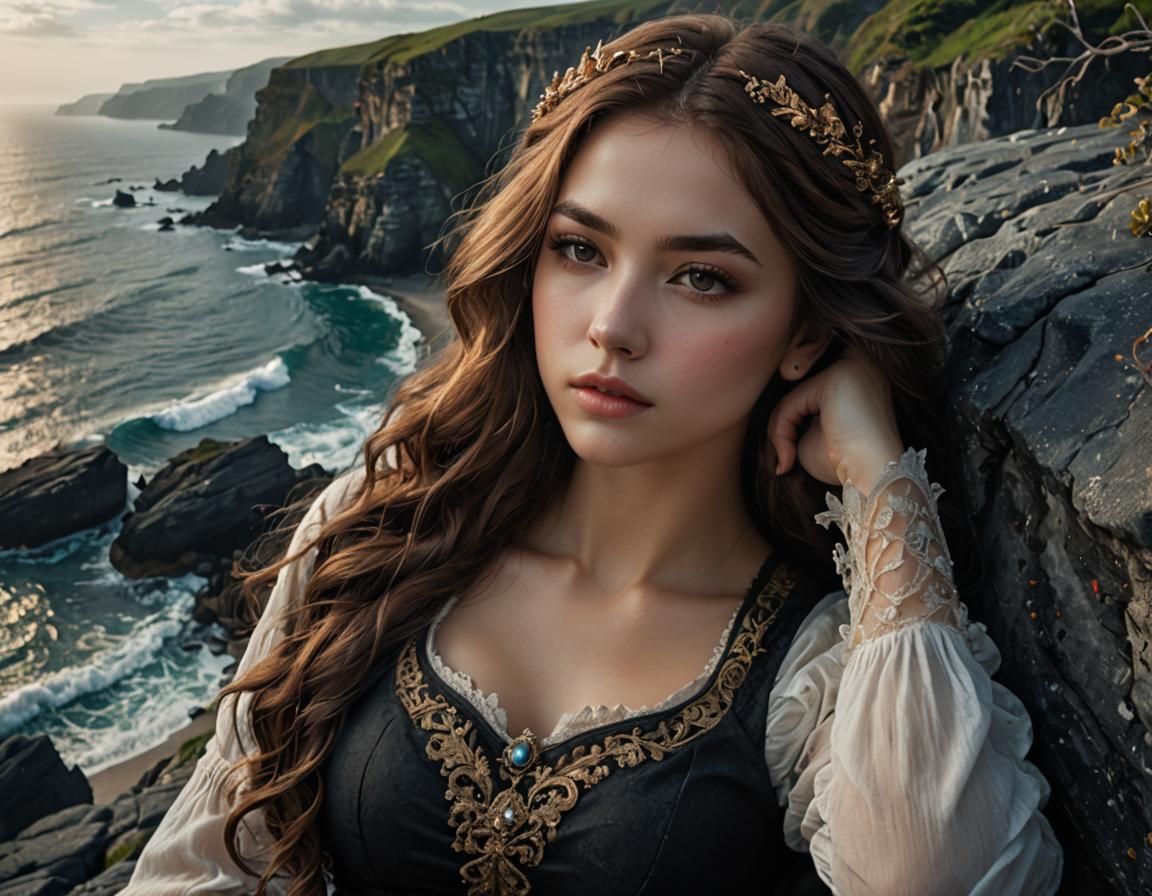 portrait of stunningly beautiful woman, victorian, well endo...