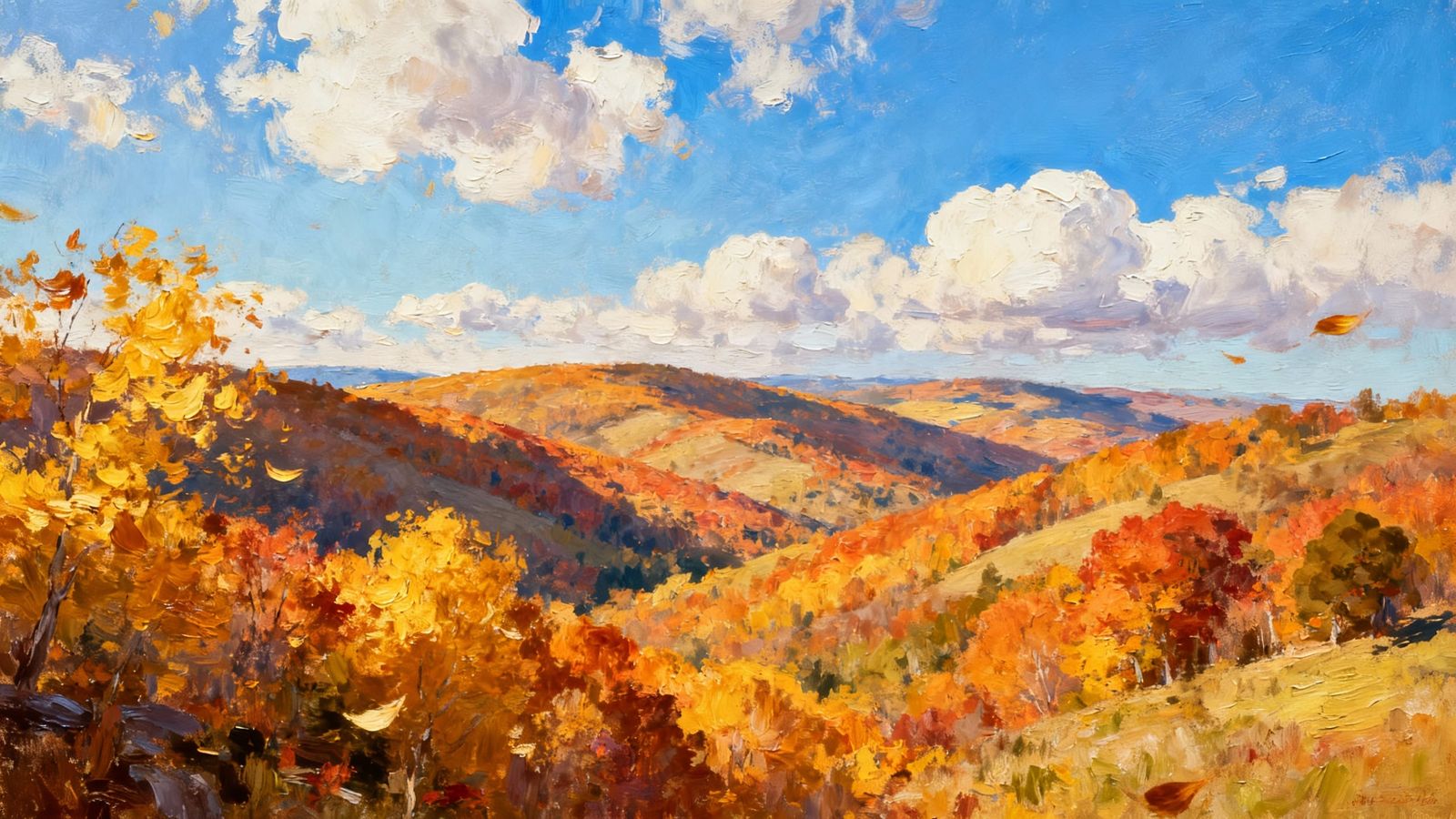 Breathtaking Autumn Landscape Painting with Bold Brushwork