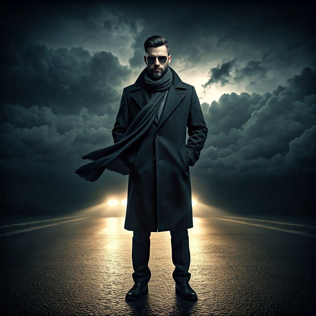 Dark Figure in the Stormy Night