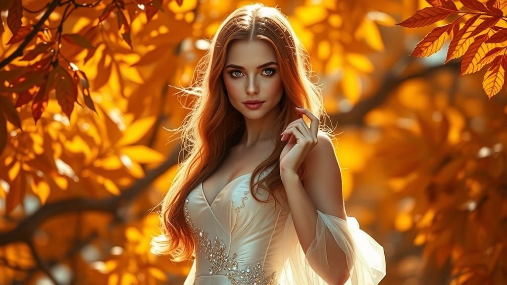 Autumn Woman in a Syd Mead Inspired Landscape