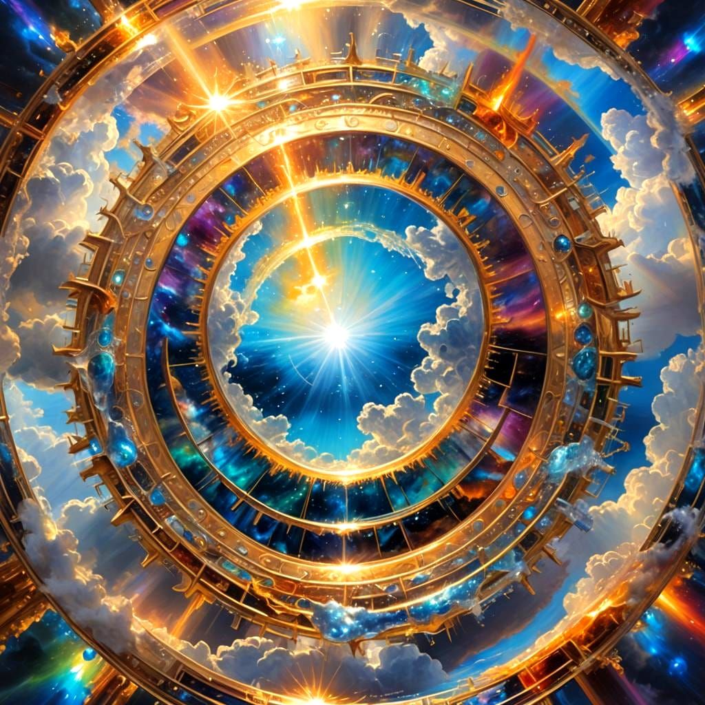 Interdimensional Spell Circle with Rainbow Shimmering Lasers