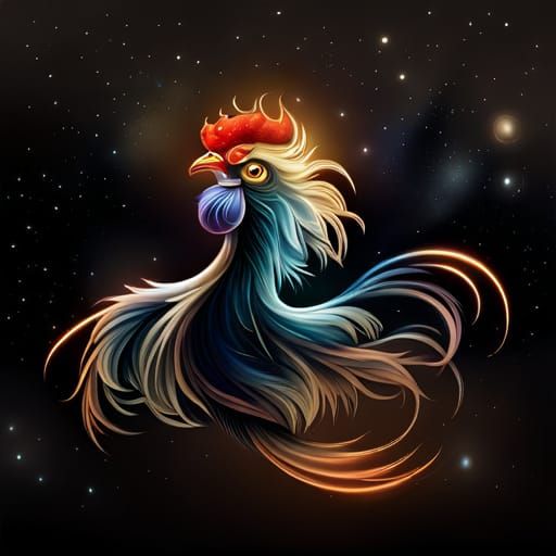 Galactic Rooster Constellation in Digital Photoillustration
