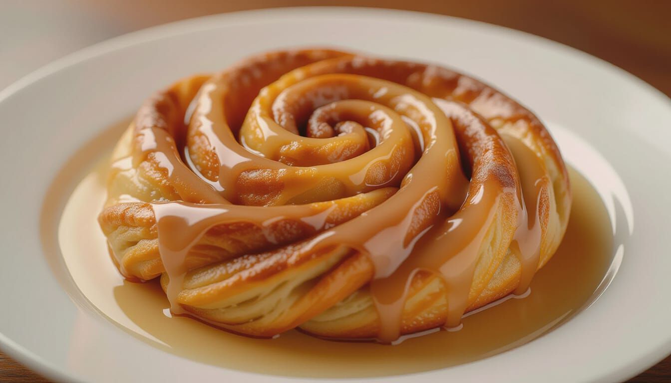 Warm Cinnamon Roll with Vanilla Glaze: Cinematic Food Photog...