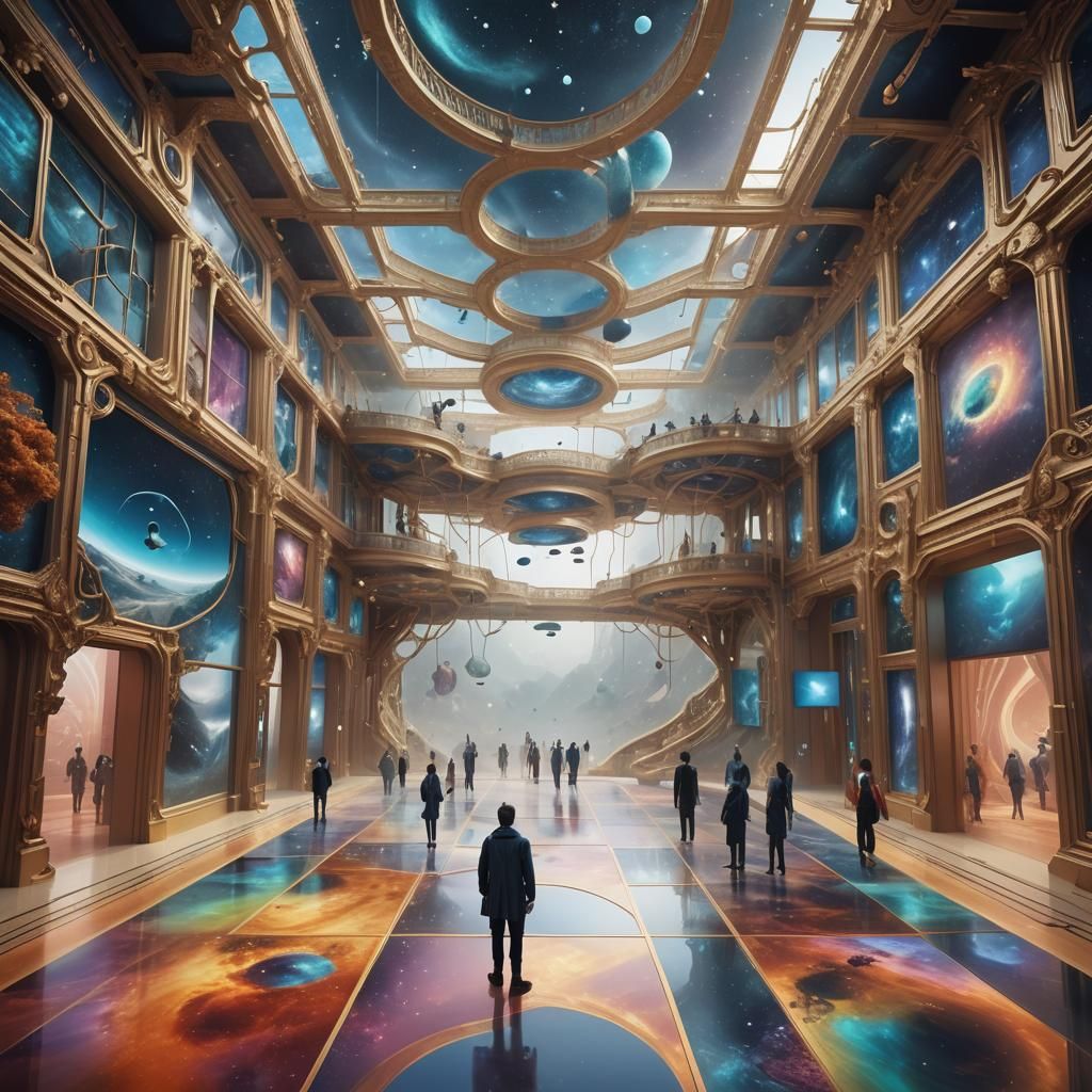 Surreal Interdimensional Art Gallery in Digital Painting Sty...