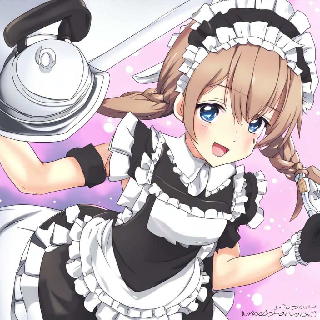 Cute Maid in Anime Key Visual Style