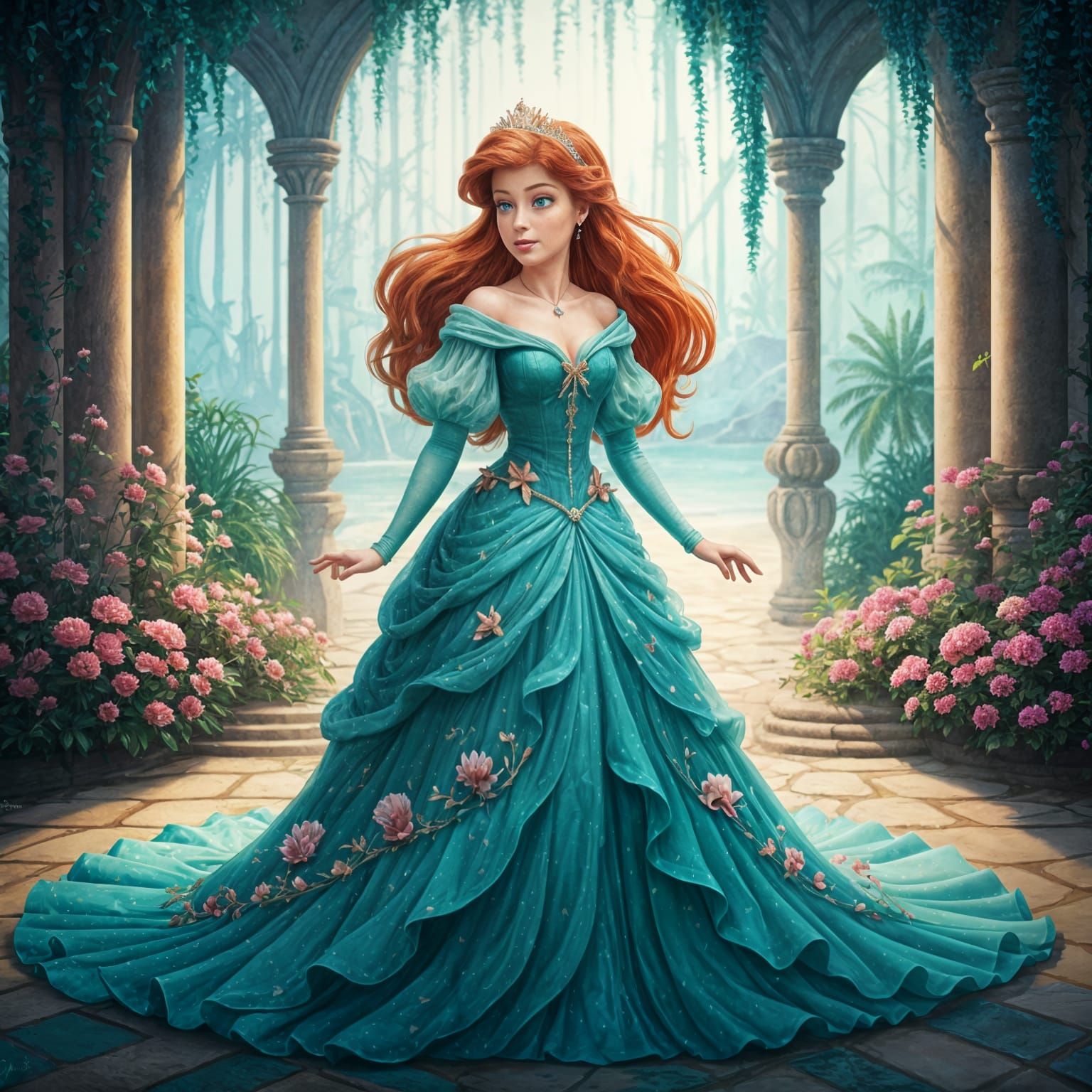 Princess Ariel Portrait in 3D Digital Art Style