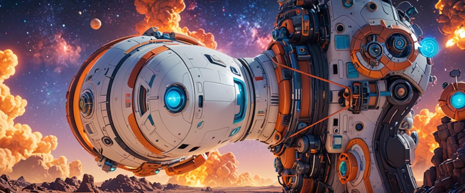 Space Age Spaceship Concept Art in 3D