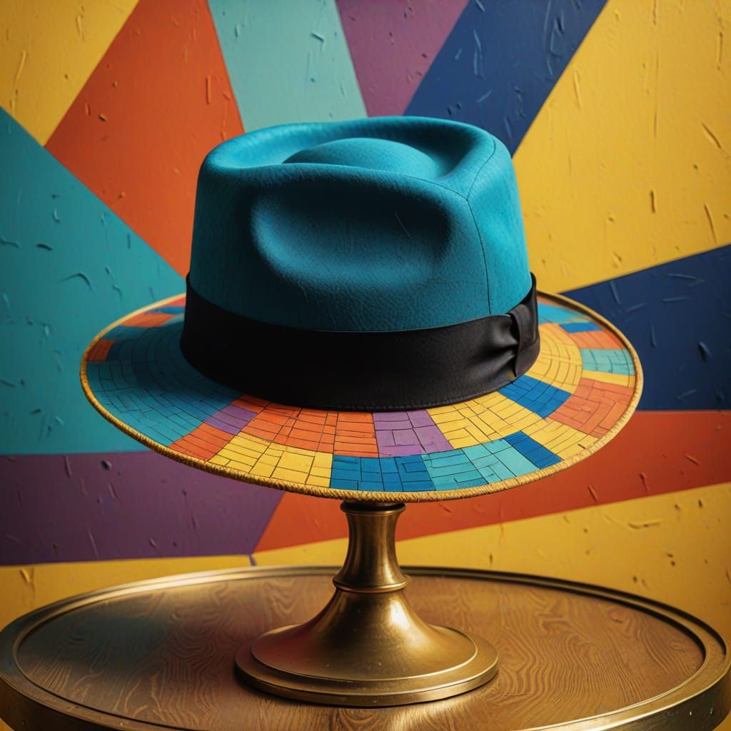 Pop Art Hat in Triadic Colors, Bauhaus Frame