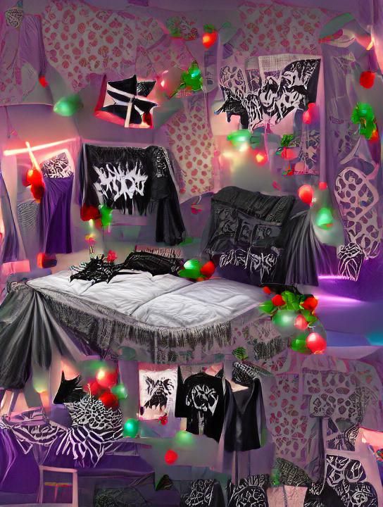 Goth Punk Teen's Christmas Bedroom Concept Art