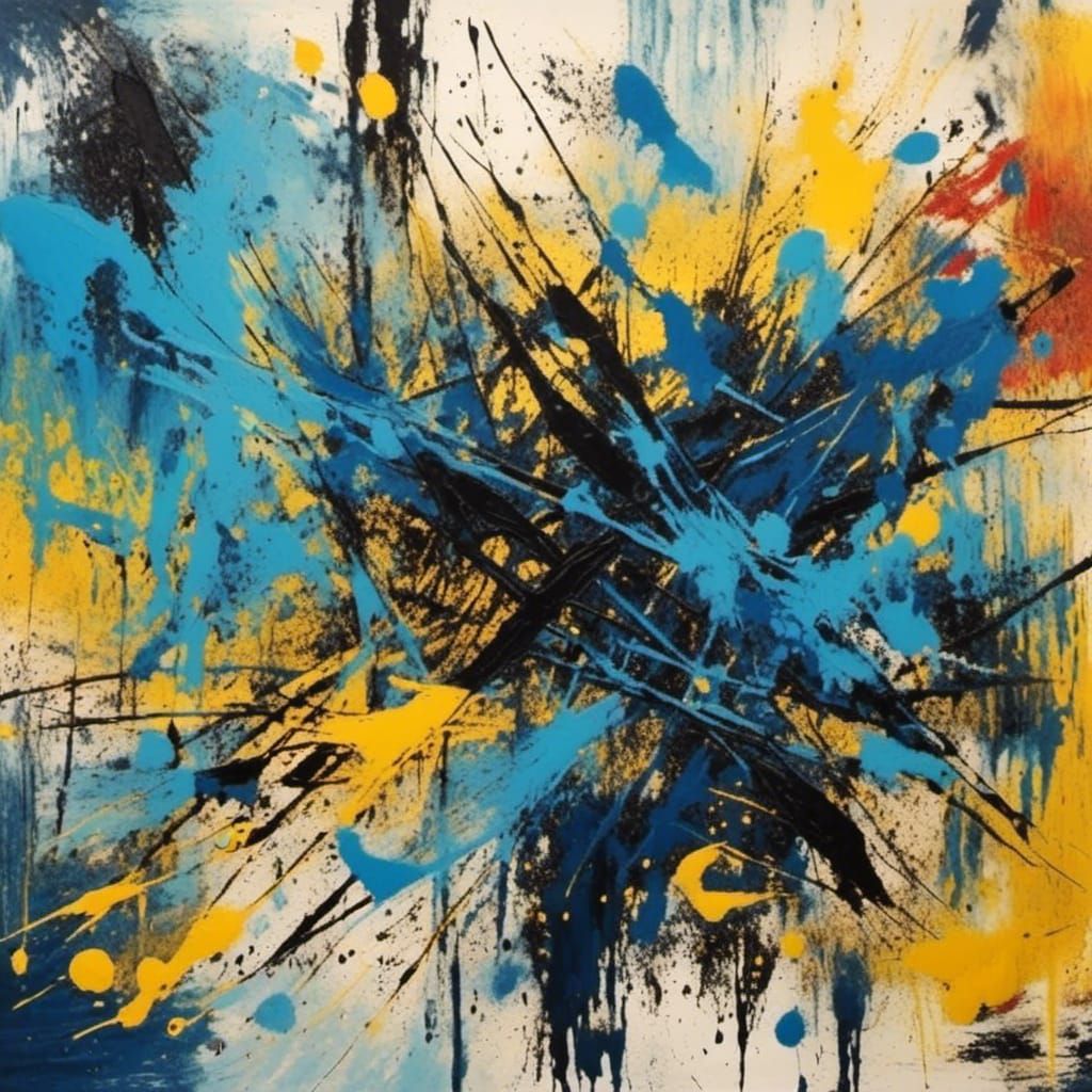 Vibrant Abstract Expressionism with Acrylic Paint Splatters