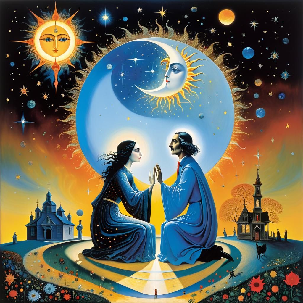 Surreal Sun vs Moon Starlight Dreamscape