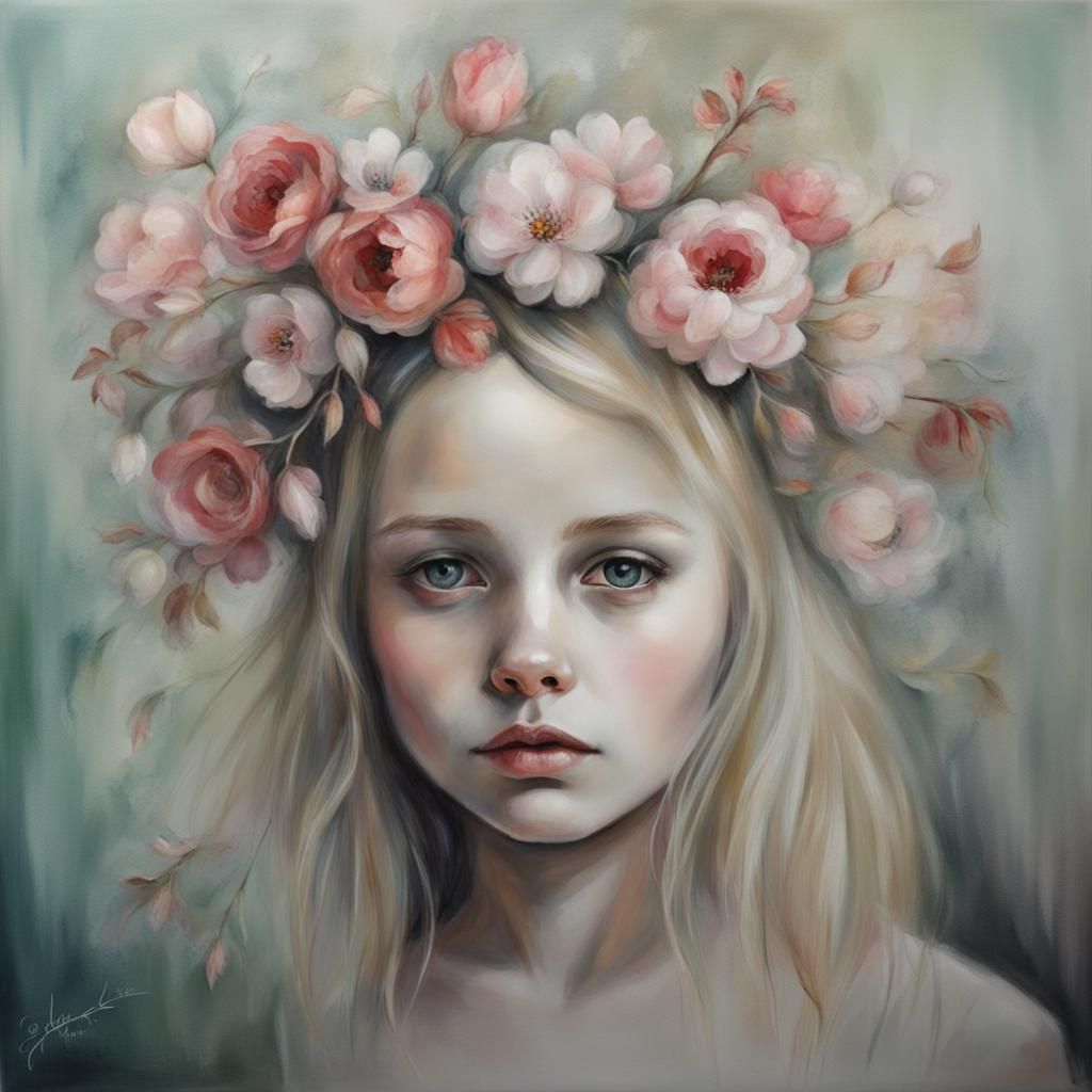 Modern Floral Portrait Illustration