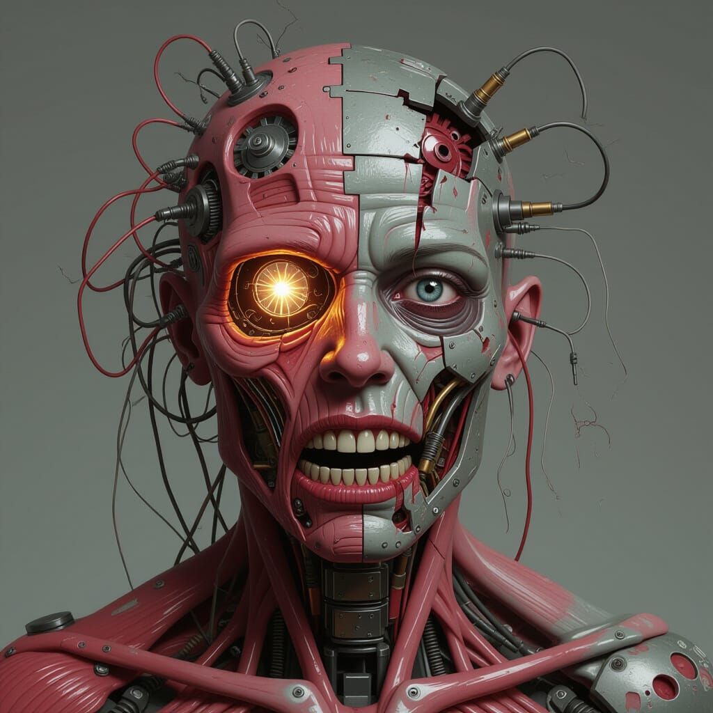 Grotesque Biomechanical Abomination in Hyperrealistic Digita...