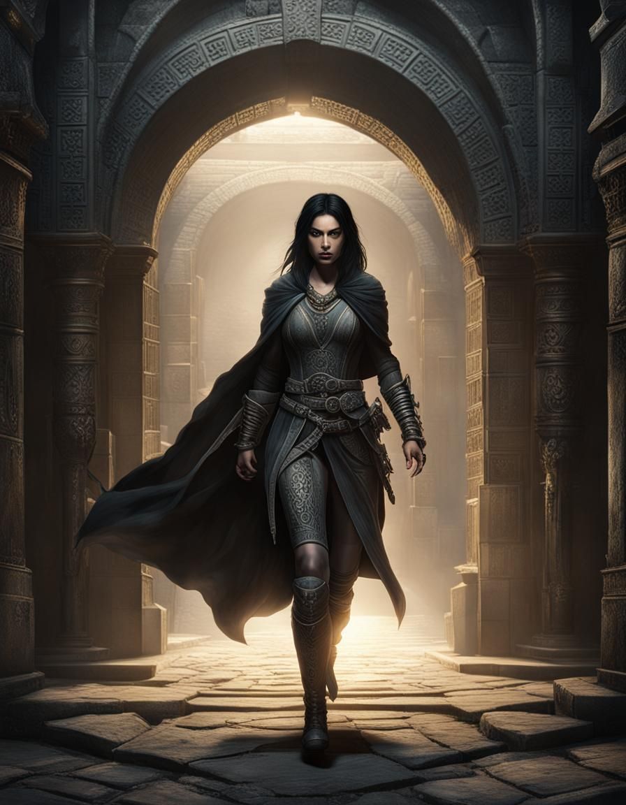 Epic Realistic Thief in Giger-esque Dungeon