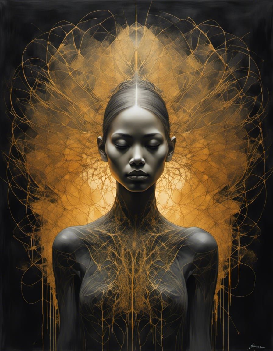 Central Nervous System as Female Figure in Dark Academia