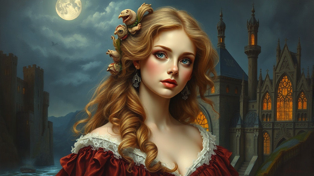 Lovecraftian Victorian Woman in Oil Painting Style