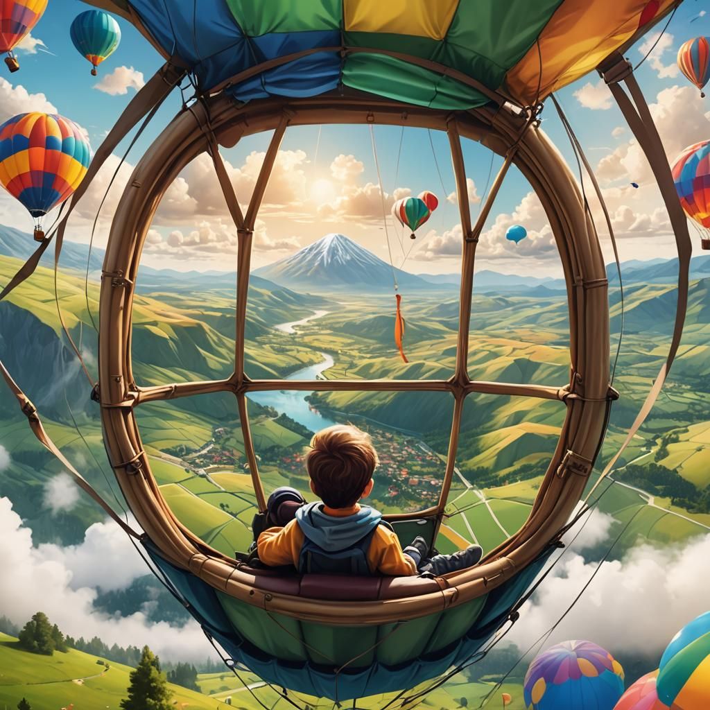 Child's-Eye View: Landscapes from a Colorful Balloon