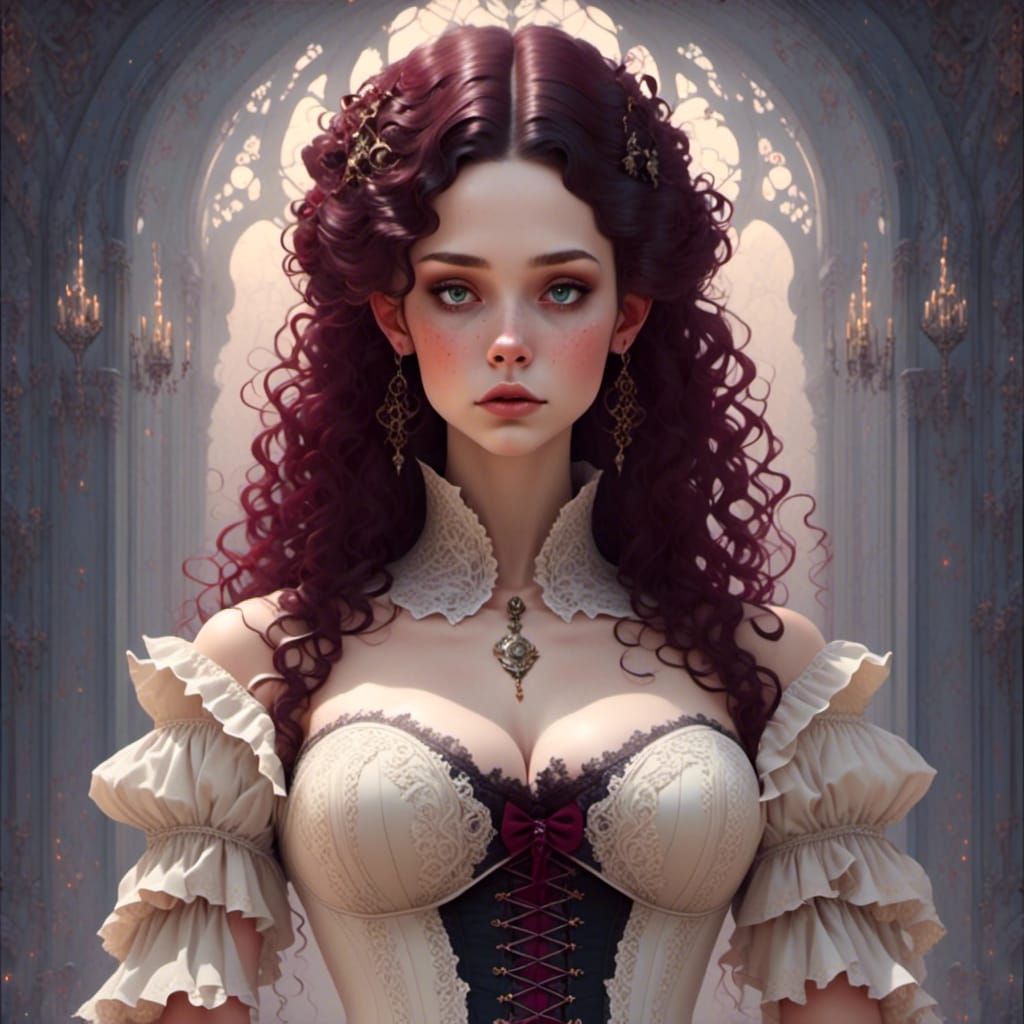 Rococo Portrait of a Lady in Velvet and Lace