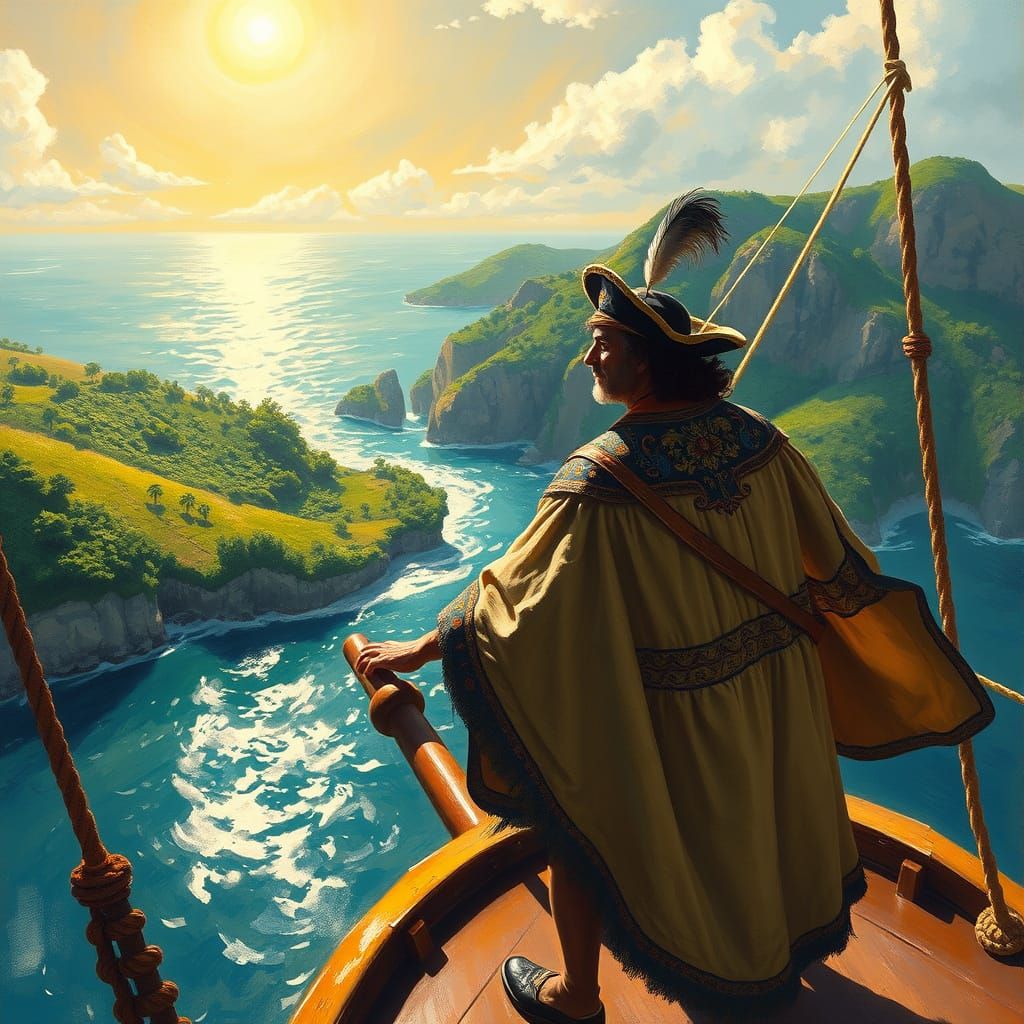 Historical Portrait of a Portuguese Explorer in Brazil