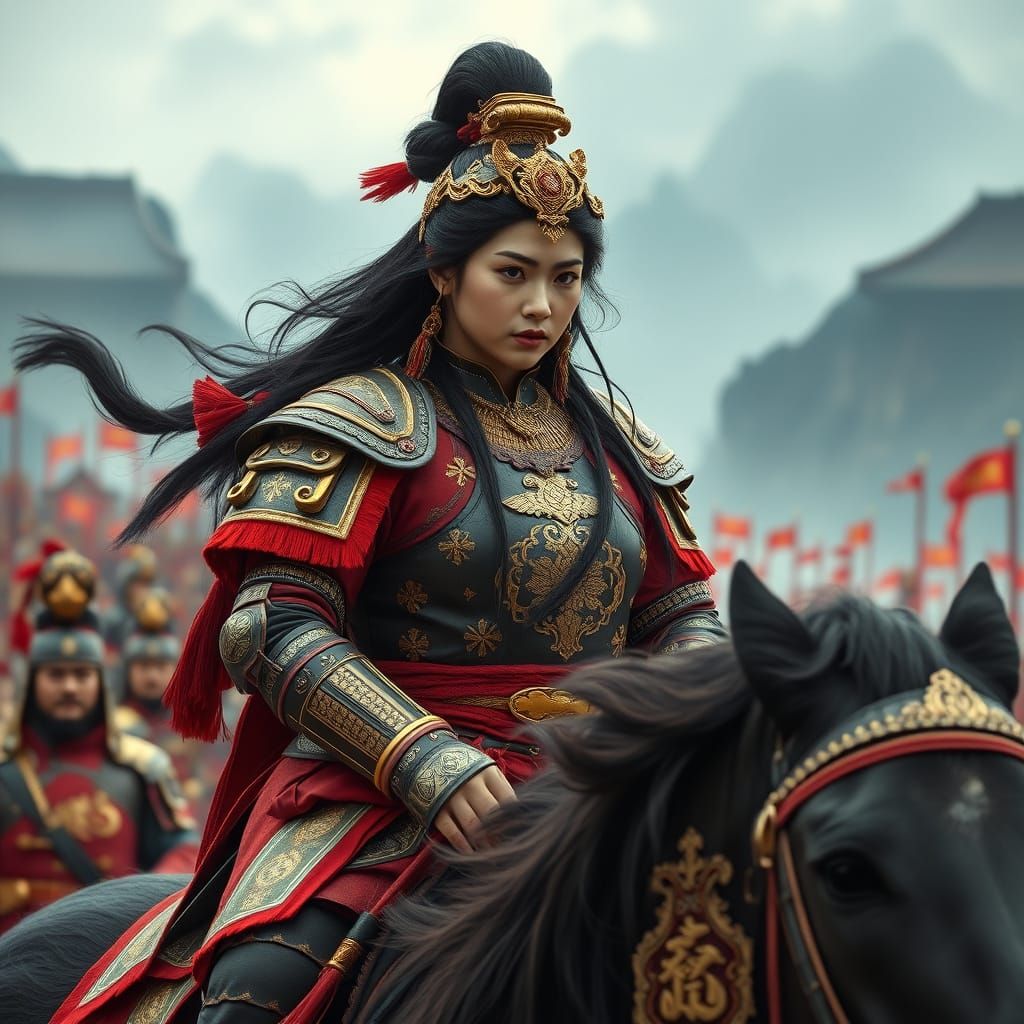 Epic Ancient Chinese Warrior Mulan Addresses Army in Golden ...