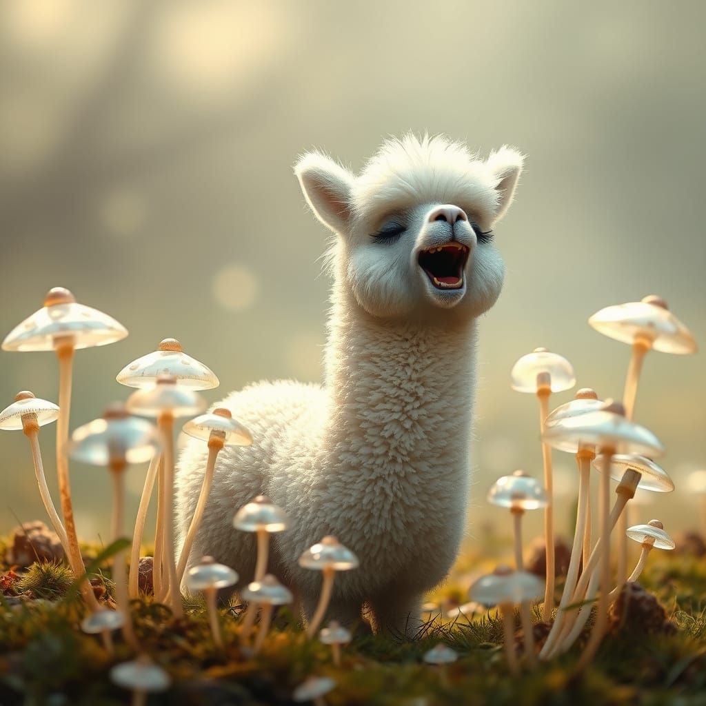 Whimsical Alpaca in a Serene Dreamworld