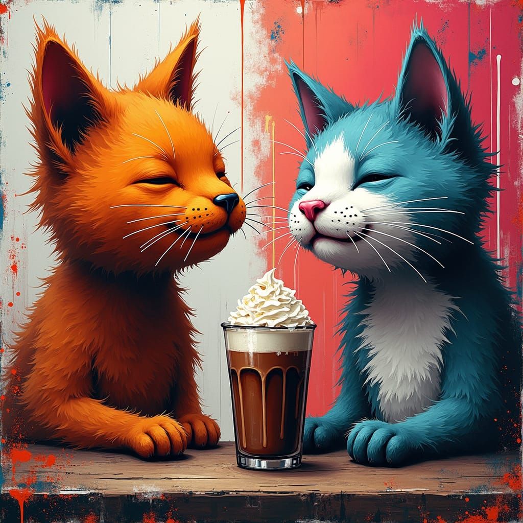 Baristas vs Cats: A Study in Happiness, Urban Art