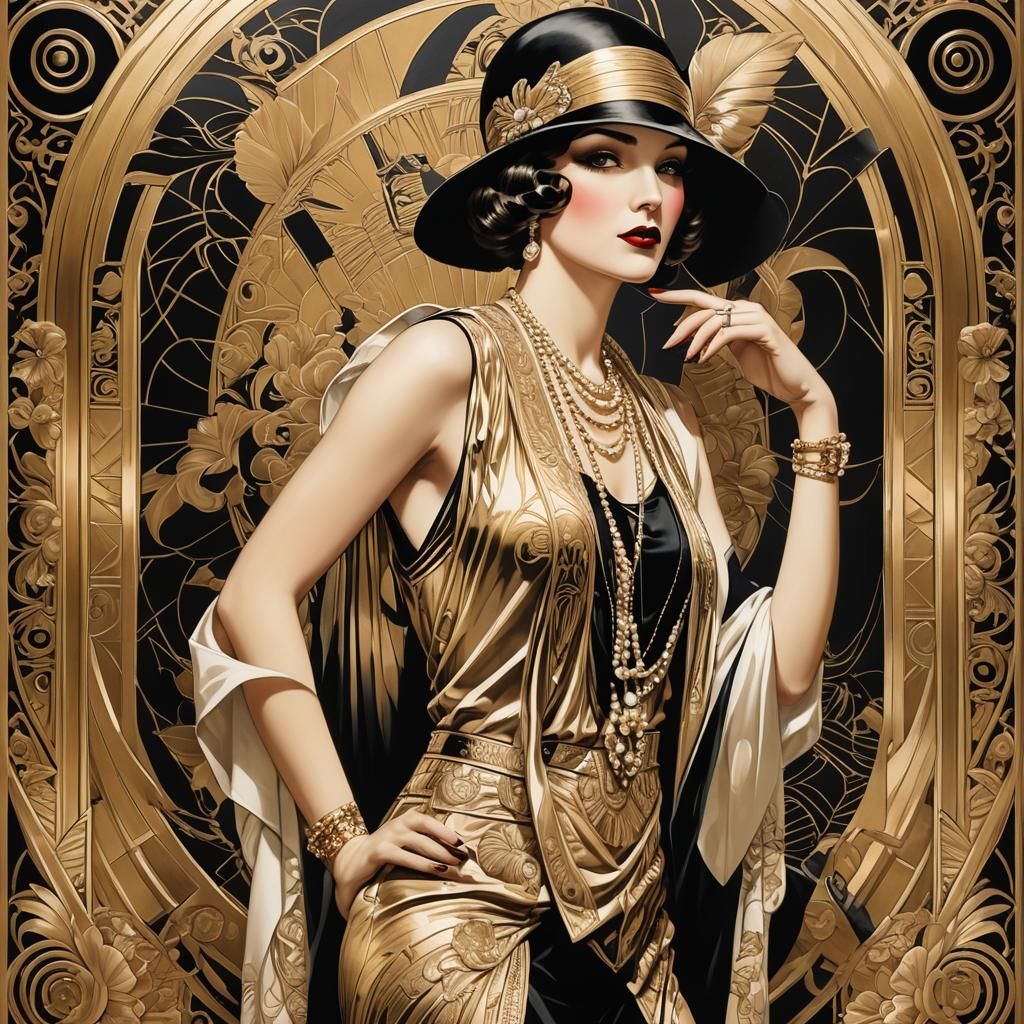 Roaring 20s Fashionista in Art Deco Style