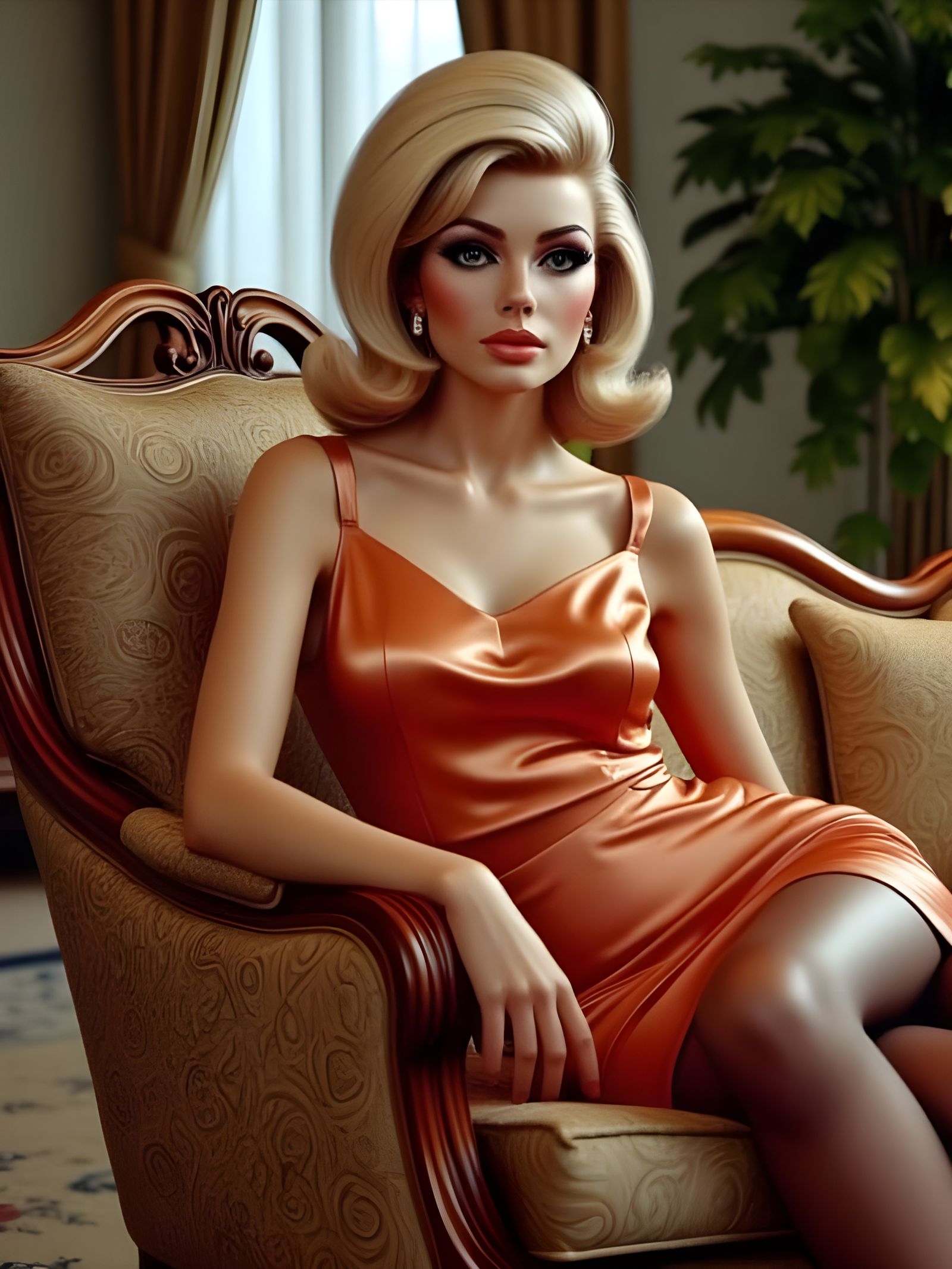 Vintage Glamour Pinup Girl in 1960s Mod Style