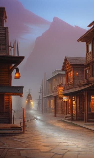 Ghost Town Oil Painting by James Gurney