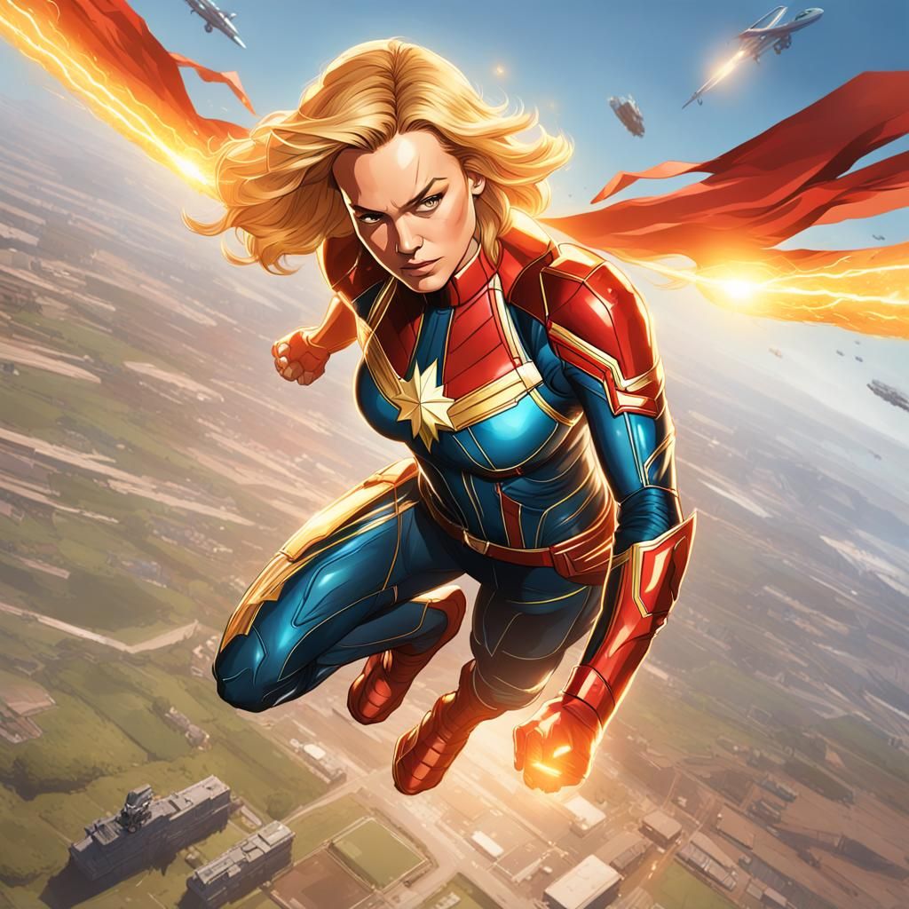 Captain Marvel Portrait in Dynamic Lighting