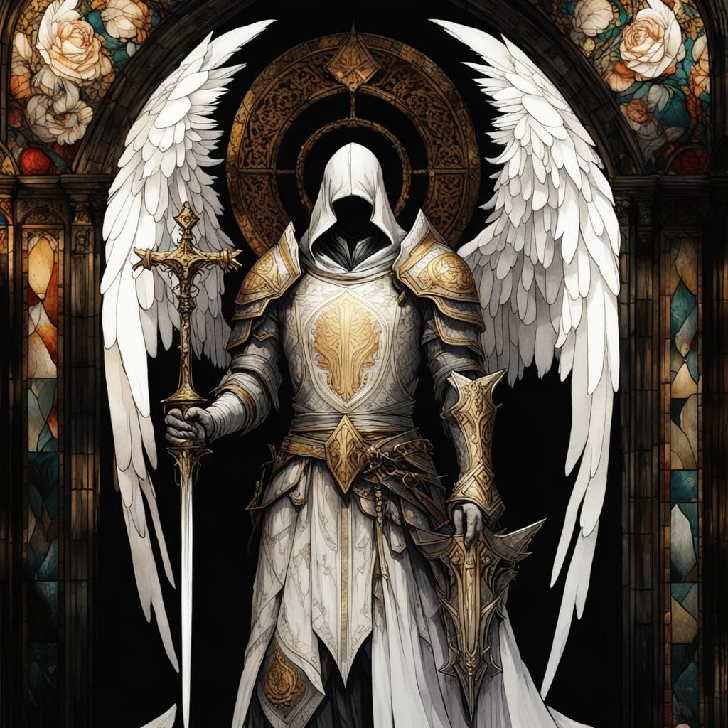 Gothic Angel Knight in Golden Light