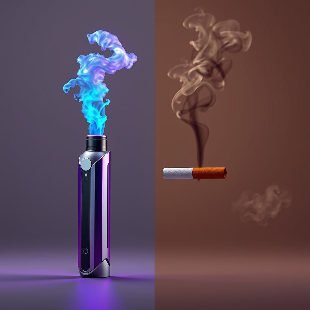 Futuristic Vape vs Traditional Smoke in Contrasting Aestheti...