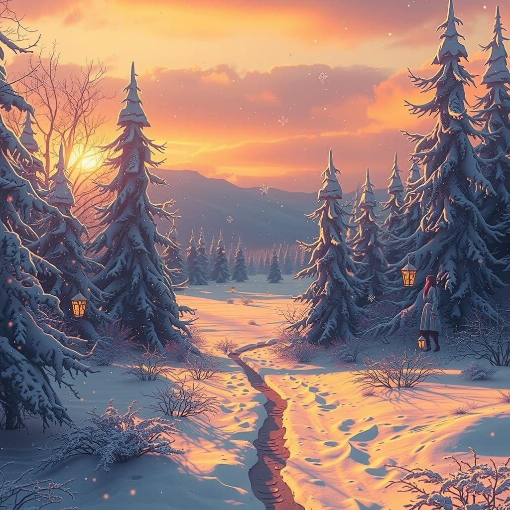 Whimsical Winter Goddess amidst Enchanted Forest